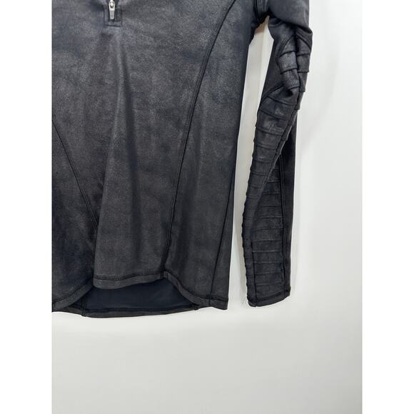 HPE Black Metallic Bronze 1/4 Zip Moto Jacket Pullover Textured Women Small - Picture 5 of 7